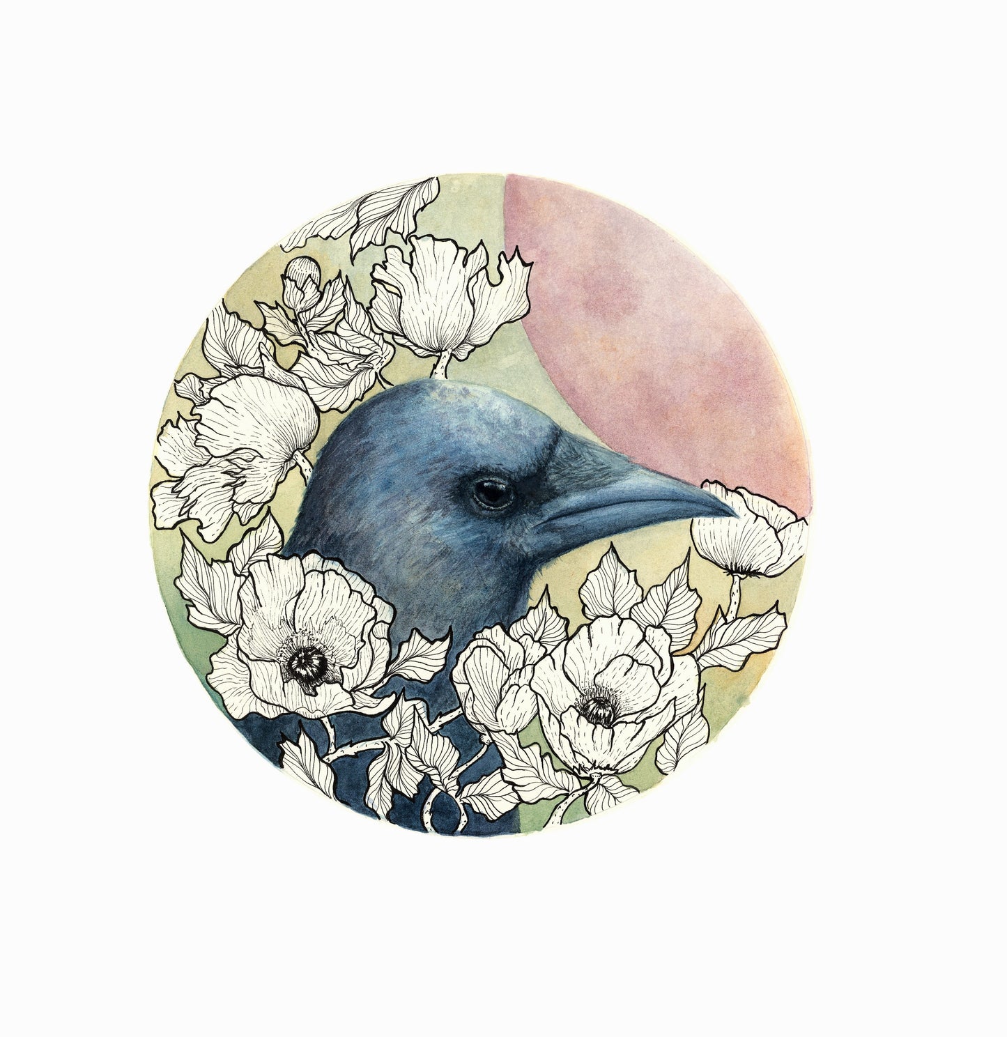 Raven and Moon Print